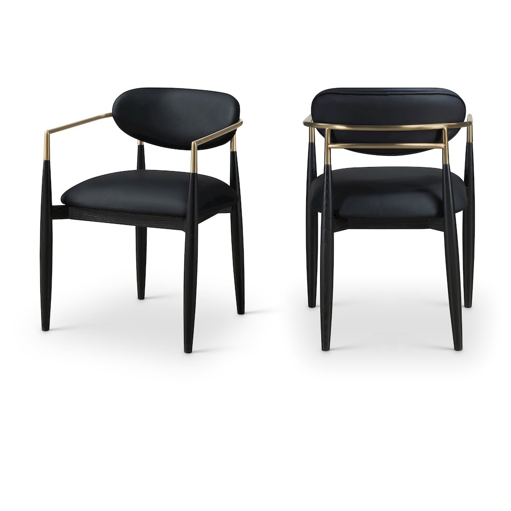 Riccio Black Vegan Leather Upholstered Dining Arm Chair, Set of 2. Picture 1