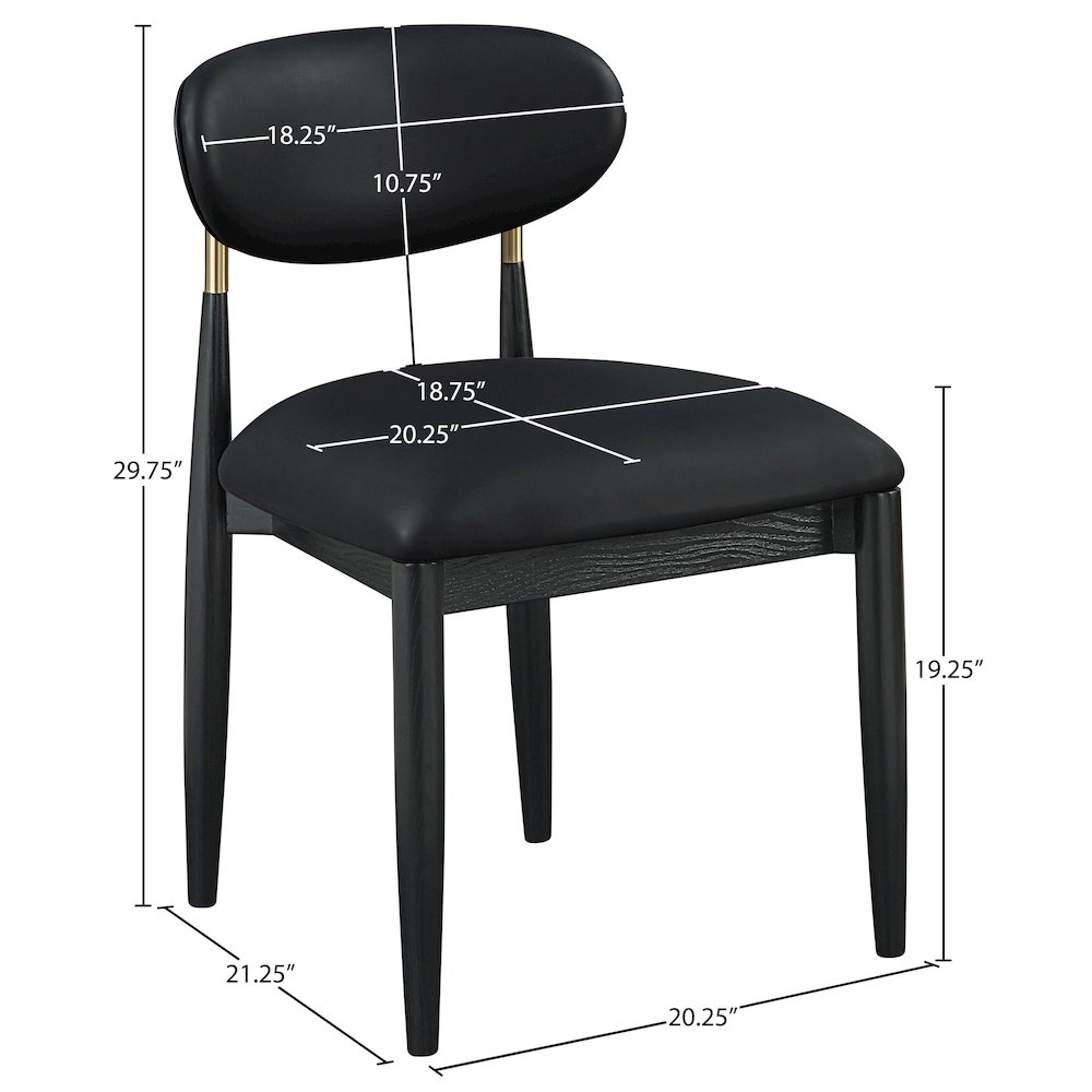 Riccio Black Vegan Leather Upholstered Dining Side Chair, Set of 2. Picture 10