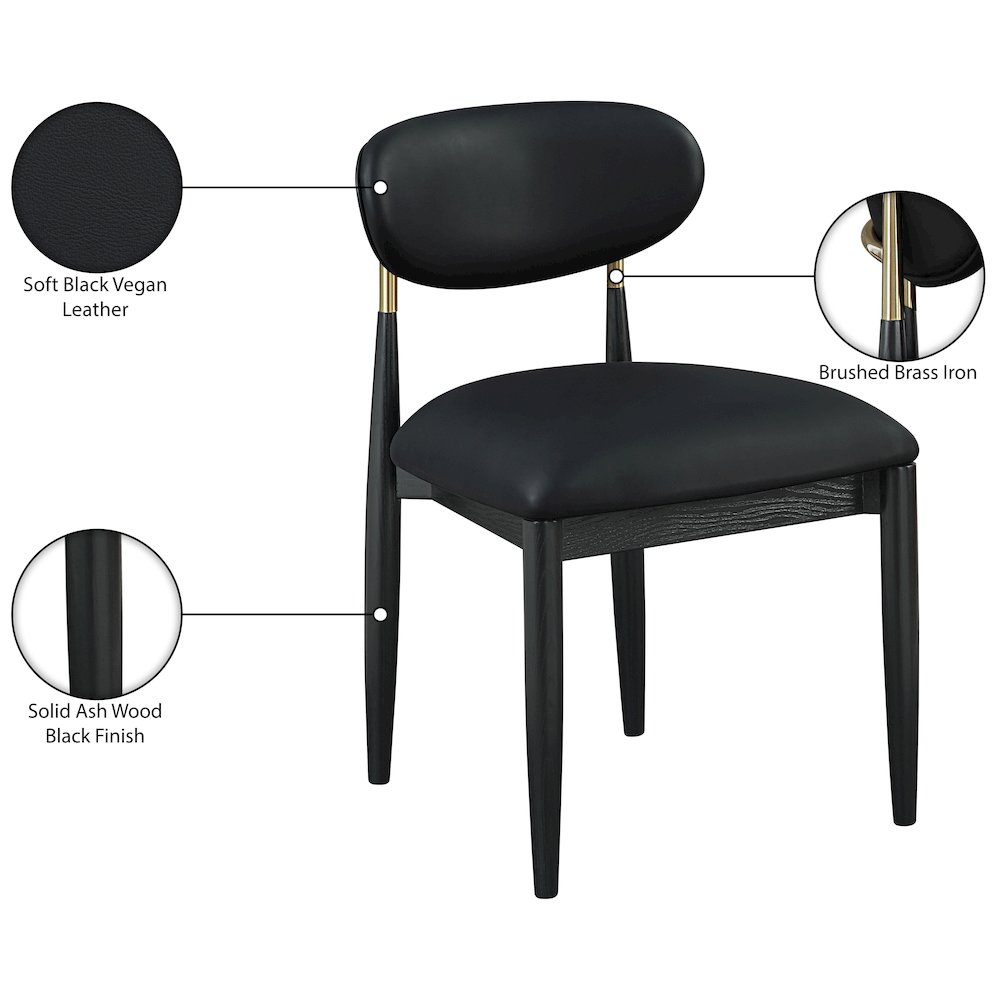 Riccio Black Vegan Leather Upholstered Dining Side Chair, Set of 2. Picture 11