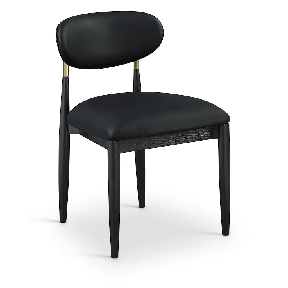 Riccio Black Vegan Leather Upholstered Dining Side Chair, Set of 2. Picture 2
