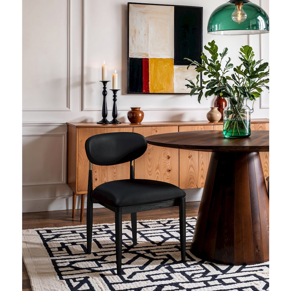 Riccio Black Vegan Leather Upholstered Dining Side Chair, Set of 2. Picture 7