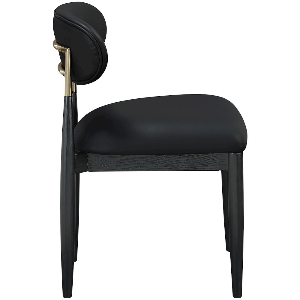 Riccio Black Vegan Leather Upholstered Dining Side Chair, Set of 2. Picture 3