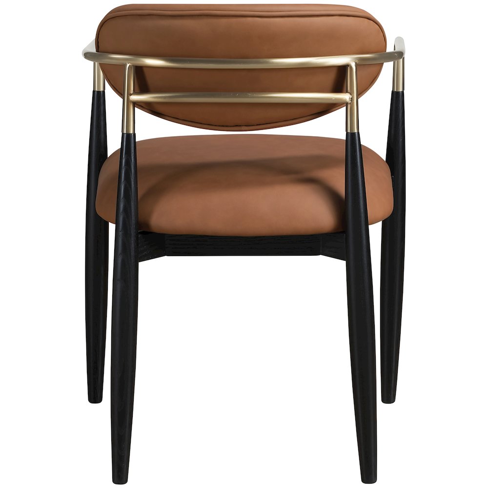 Riccio Cognac Vegan Leather Upholstered Dining Arm Chair, Set of 2. Picture 4