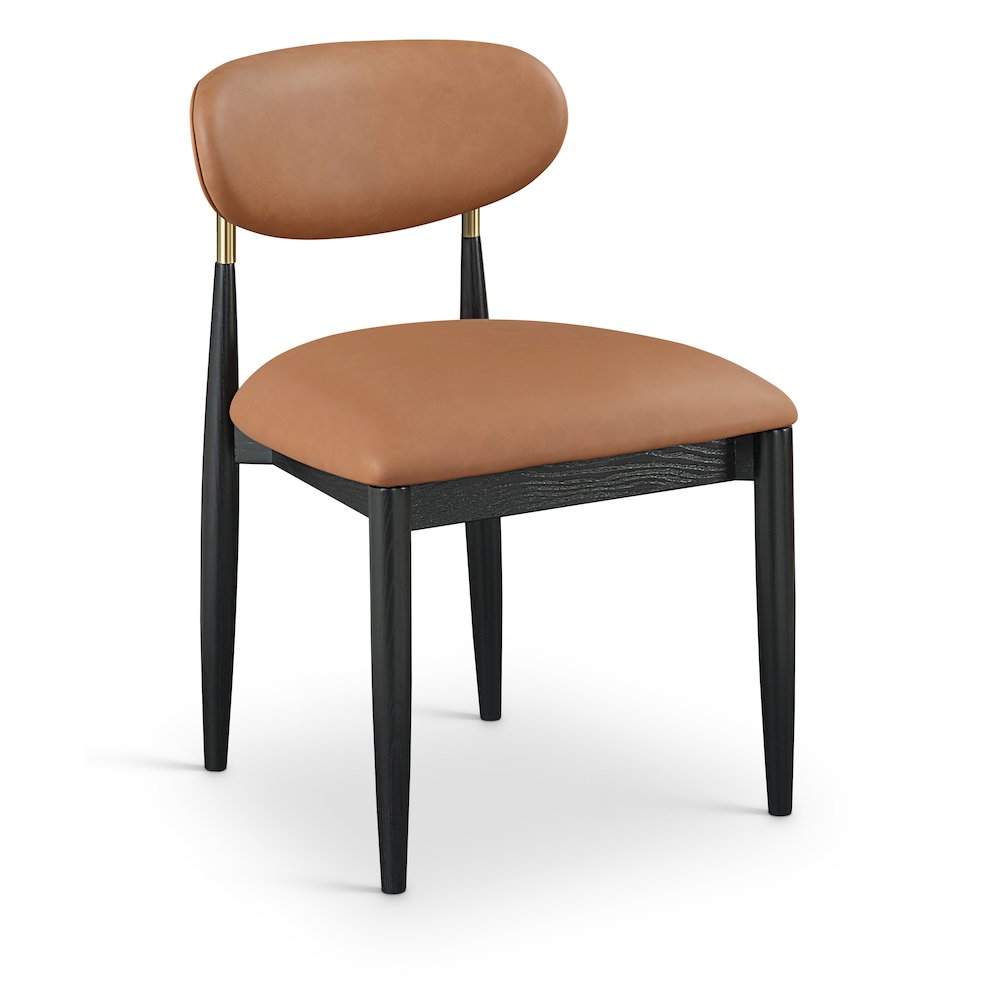 Riccio Cognac Vegan Leather Upholstered Dining Side Chair, Set of 2. Picture 2