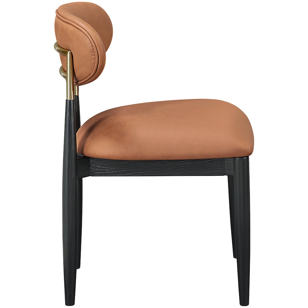 Riccio Cognac Vegan Leather Upholstered Dining Side Chair, Set of 2. Picture 3