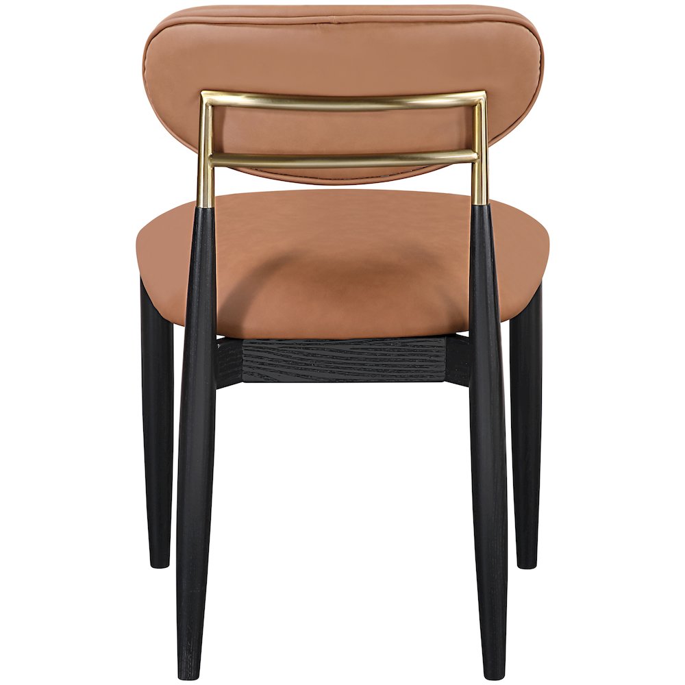 Riccio Cognac Vegan Leather Upholstered Dining Side Chair, Set of 2. Picture 4