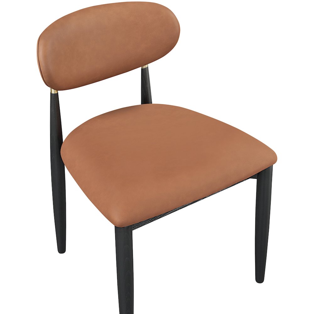 Riccio Cognac Vegan Leather Upholstered Dining Side Chair, Set of 2. Picture 5