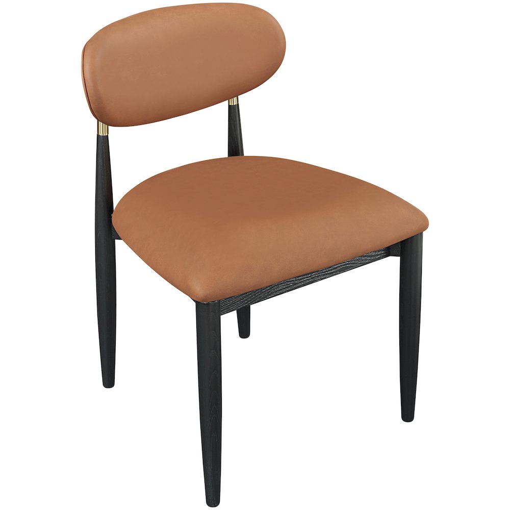 Riccio Cognac Vegan Leather Upholstered Dining Side Chair, Set of 2. Picture 6