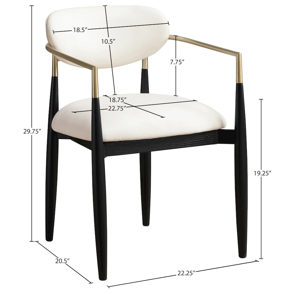 Riccio Cream Vegan Leather Upholstered Dining Arm Chair, Set of 2. Picture 10