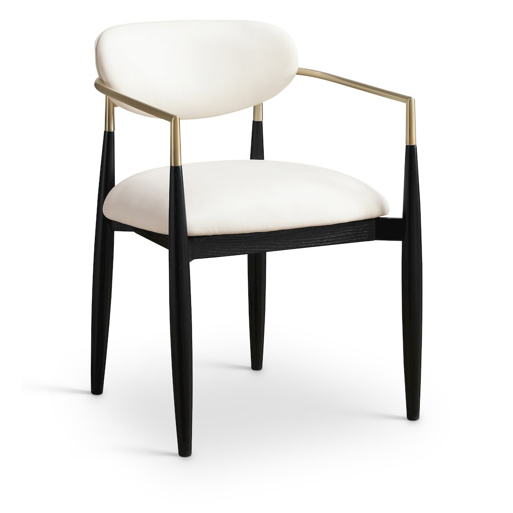 Riccio Cream Vegan Leather Upholstered Dining Arm Chair, Set of 2. Picture 2