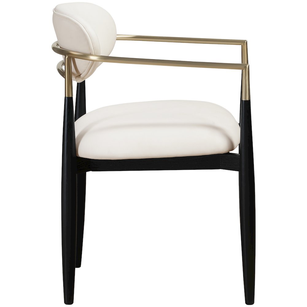 Riccio Cream Vegan Leather Upholstered Dining Arm Chair, Set of 2. Picture 3