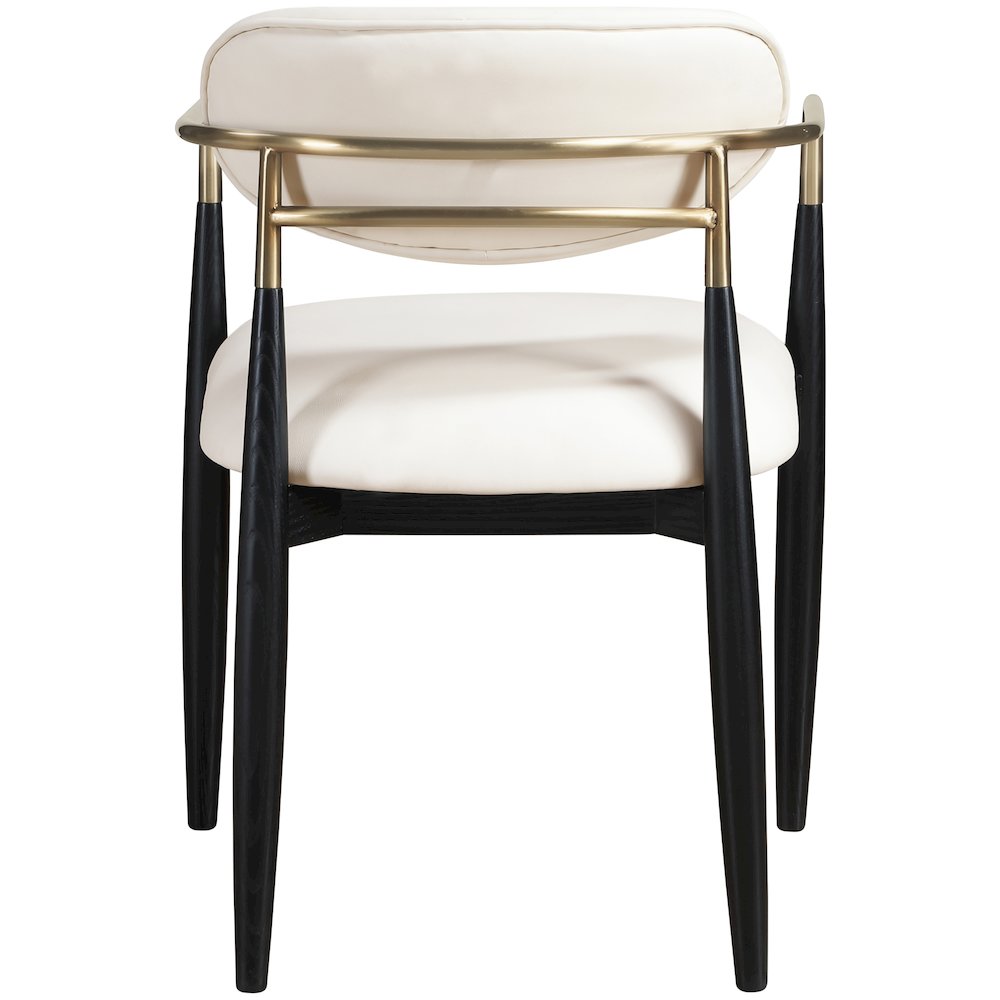 Riccio Cream Vegan Leather Upholstered Dining Arm Chair, Set of 2. Picture 4