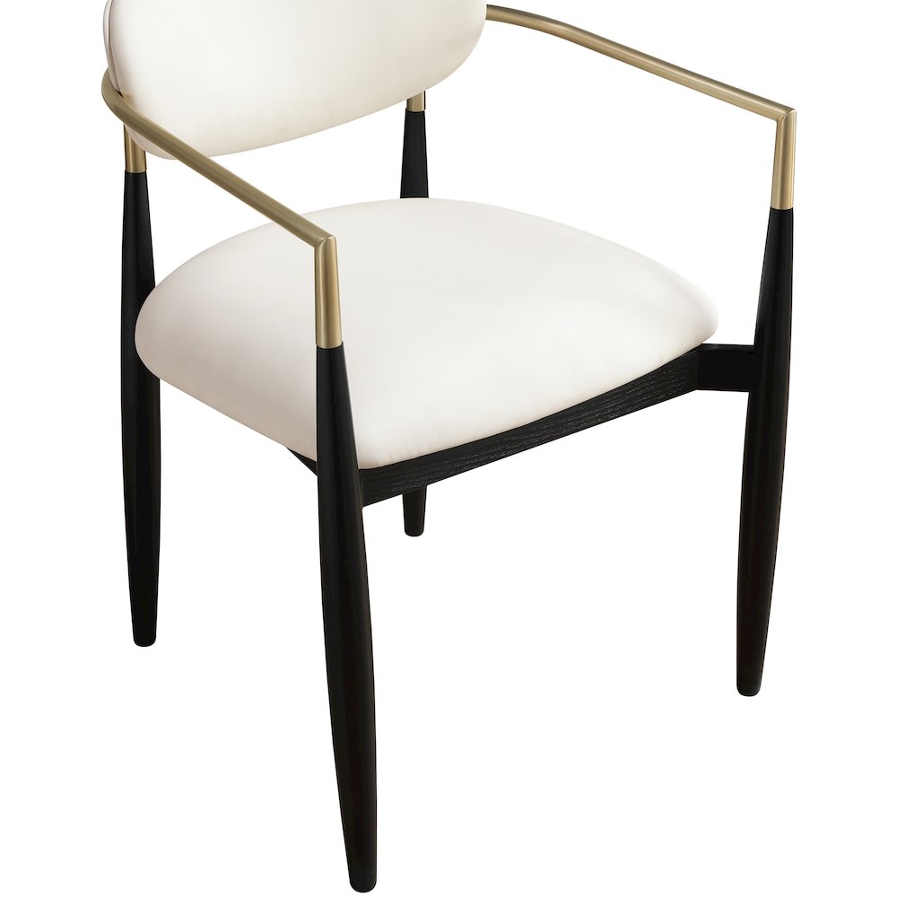 Riccio Cream Vegan Leather Upholstered Dining Arm Chair, Set of 2. Picture 5