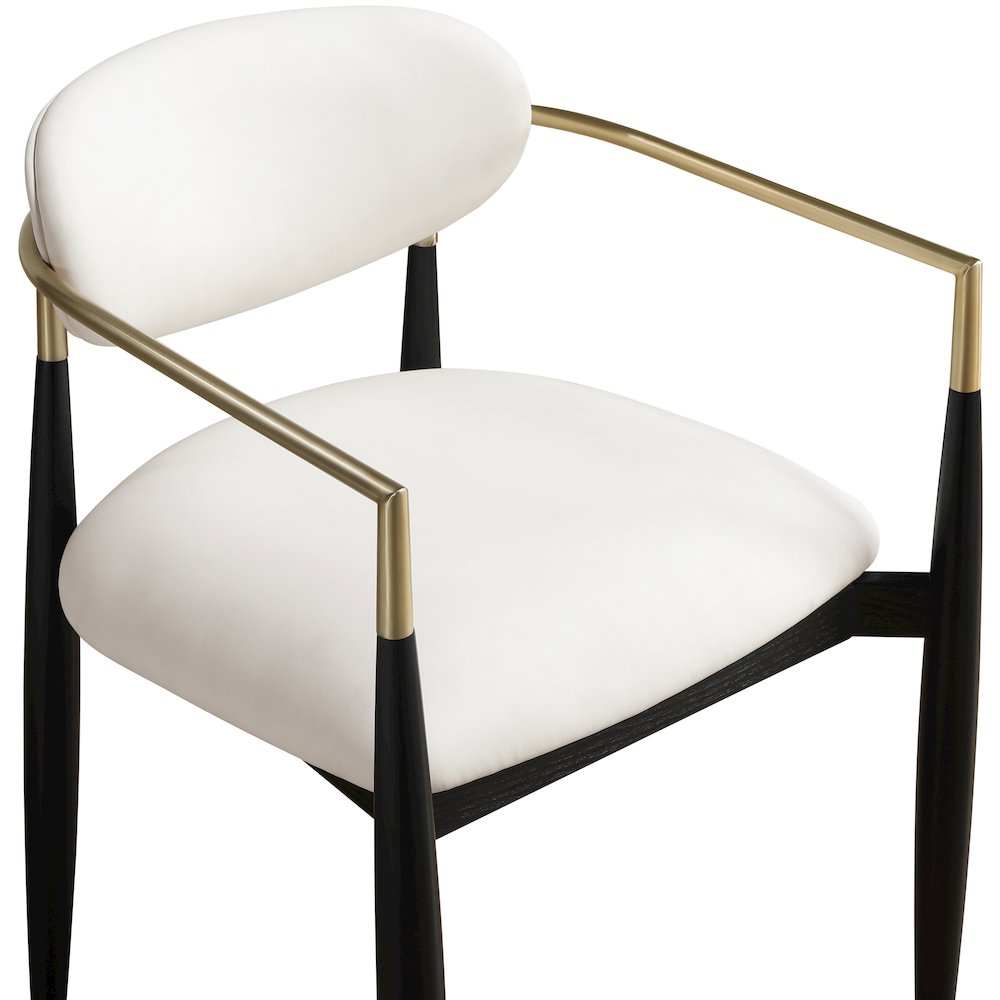 Riccio Cream Vegan Leather Upholstered Dining Arm Chair, Set of 2. Picture 6
