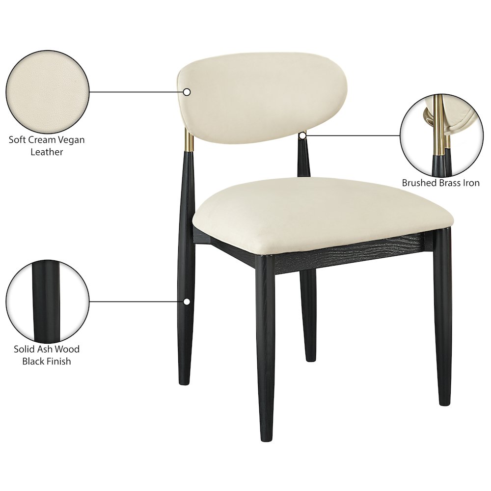 Riccio Cream Vegan Leather Upholstered Dining Side Chair, Set of 2. Picture 11