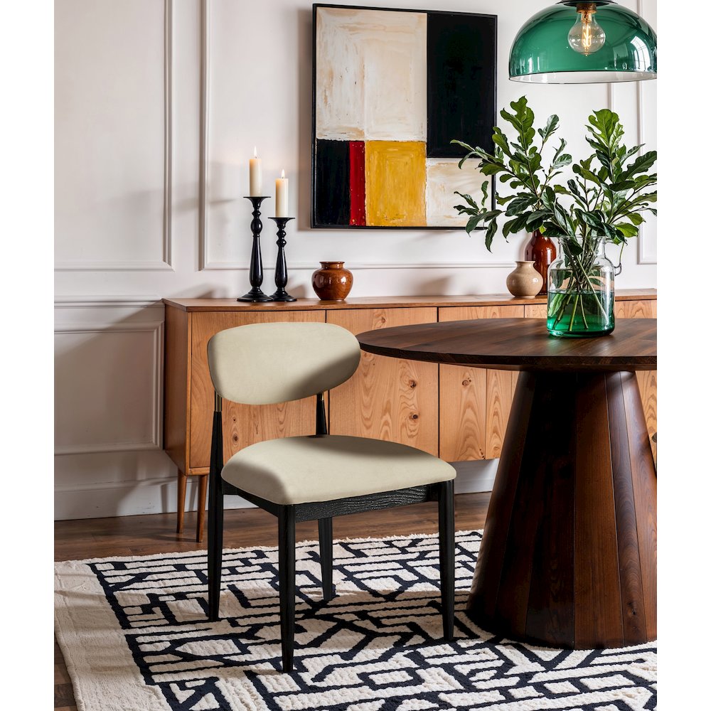 Riccio Cream Vegan Leather Upholstered Dining Side Chair, Set of 2. Picture 7