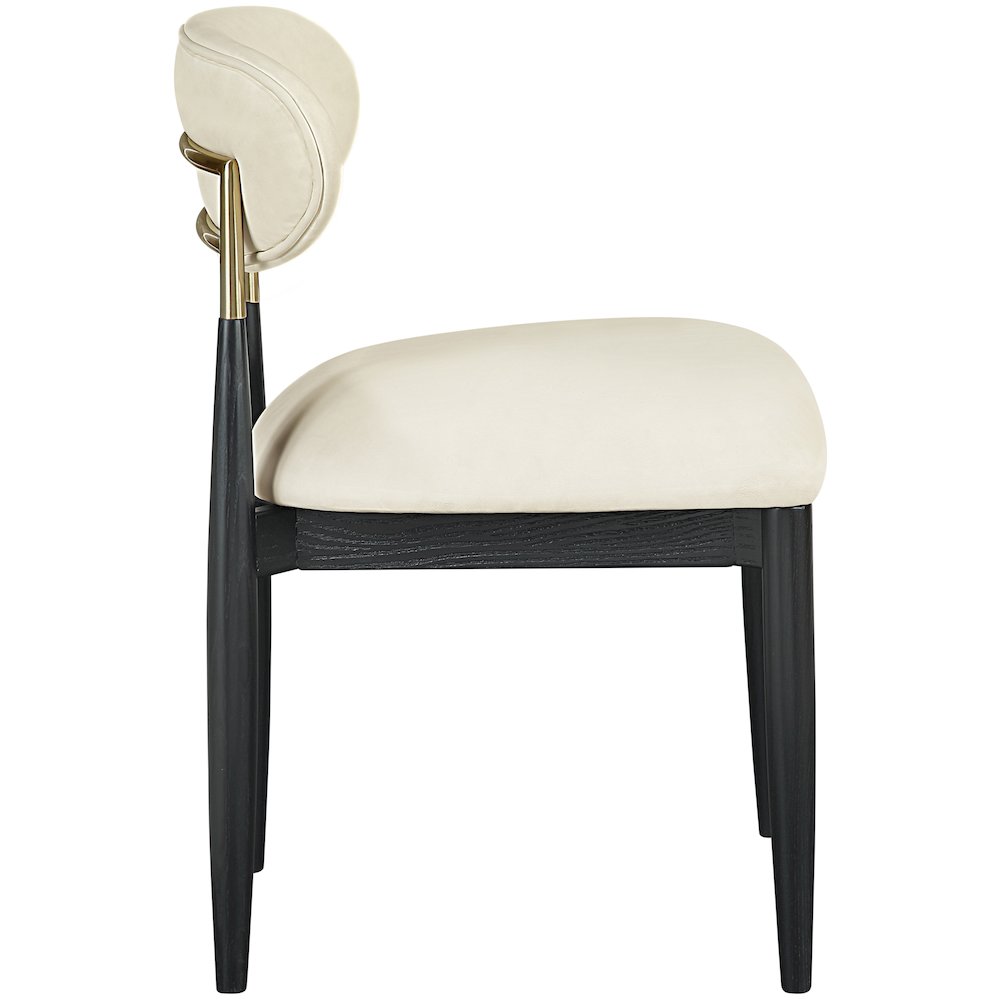 Riccio Cream Vegan Leather Upholstered Dining Side Chair, Set of 2. Picture 3