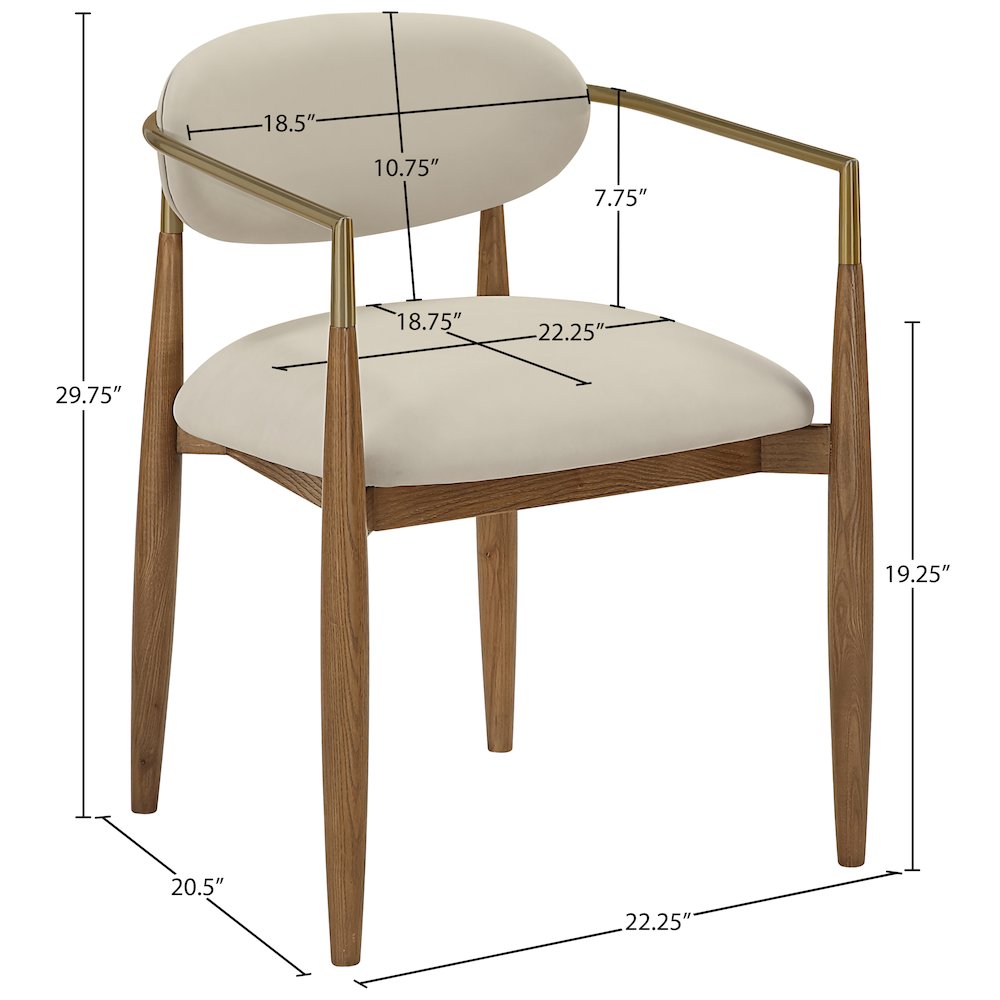 Riccio Beige Vegan Leather Upholstered Dining Arm Chair, Set of 2. Picture 11