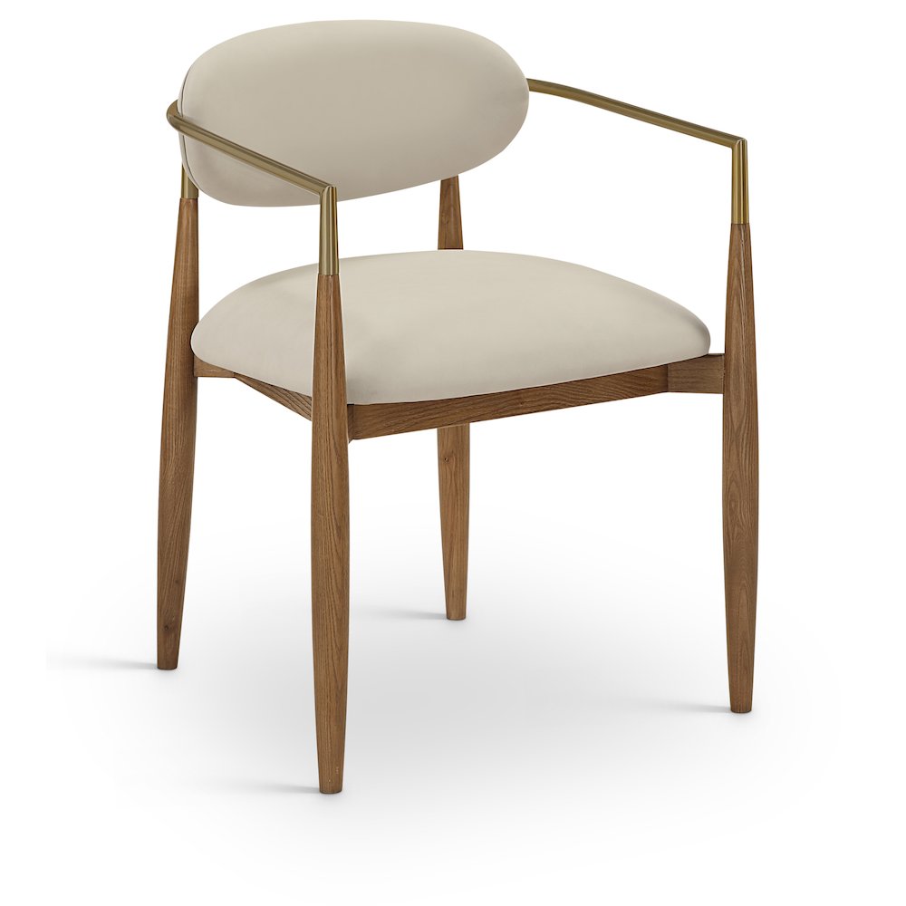Riccio Beige Vegan Leather Upholstered Dining Arm Chair, Set of 2. Picture 2