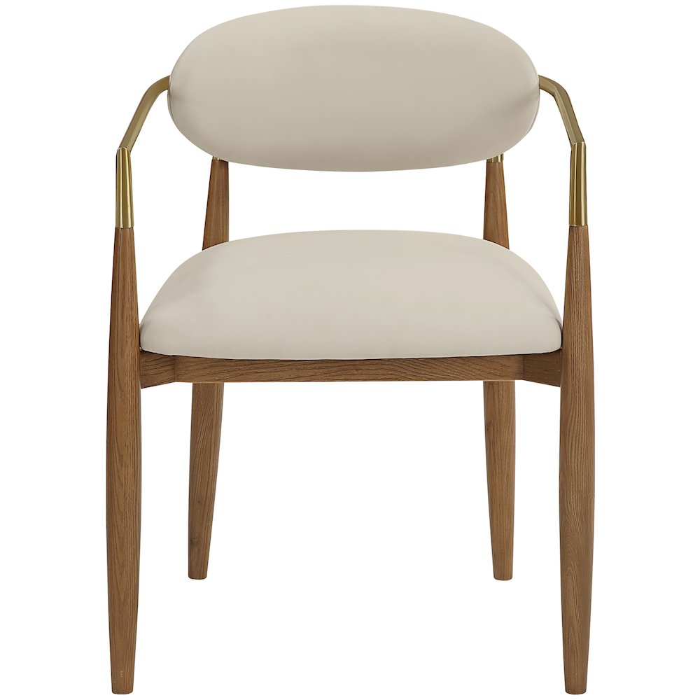 Riccio Beige Vegan Leather Upholstered Dining Arm Chair, Set of 2. Picture 3