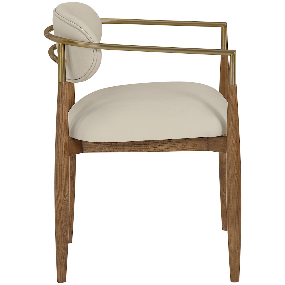 Riccio Beige Vegan Leather Upholstered Dining Arm Chair, Set of 2. Picture 4