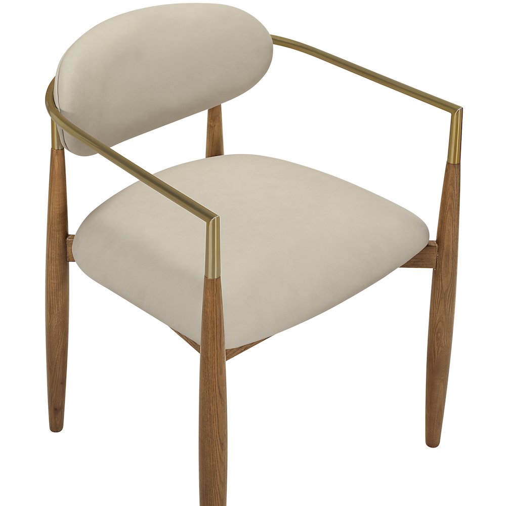 Riccio Beige Vegan Leather Upholstered Dining Arm Chair, Set of 2. Picture 6