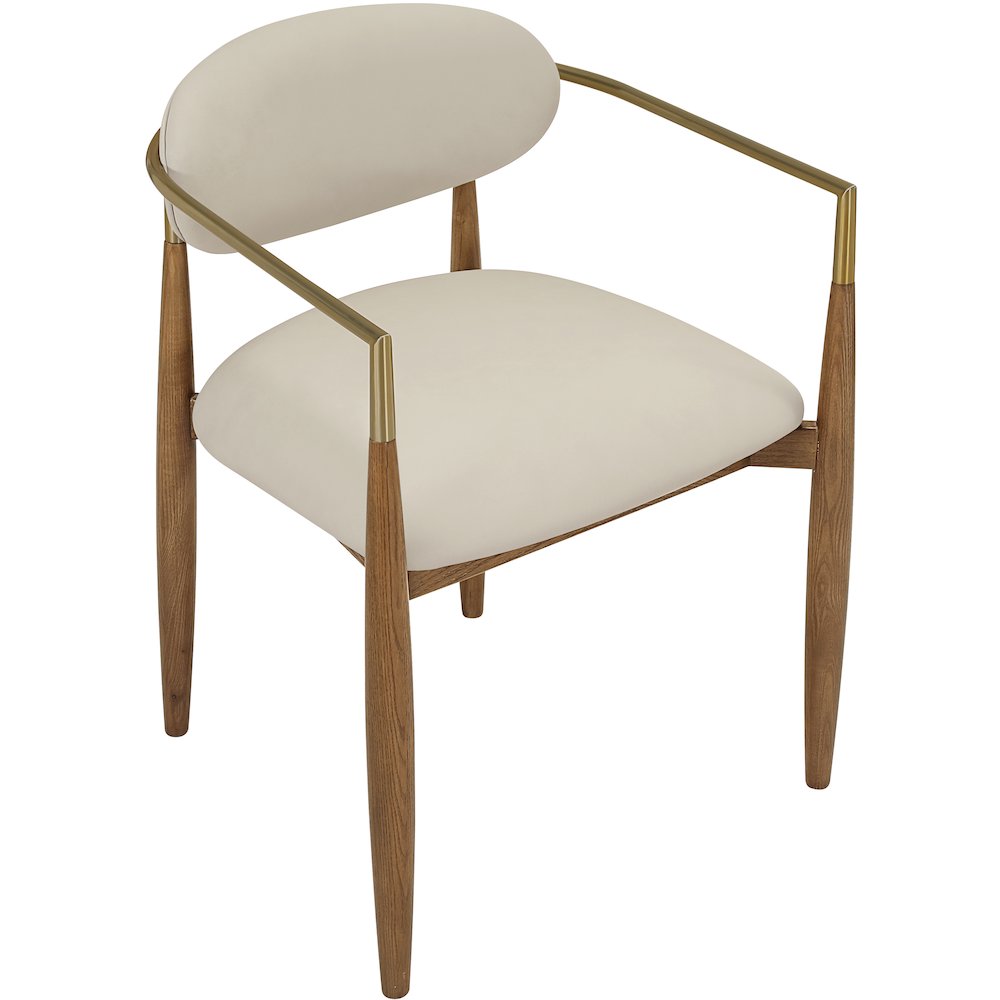Riccio Beige Vegan Leather Upholstered Dining Arm Chair, Set of 2. Picture 9