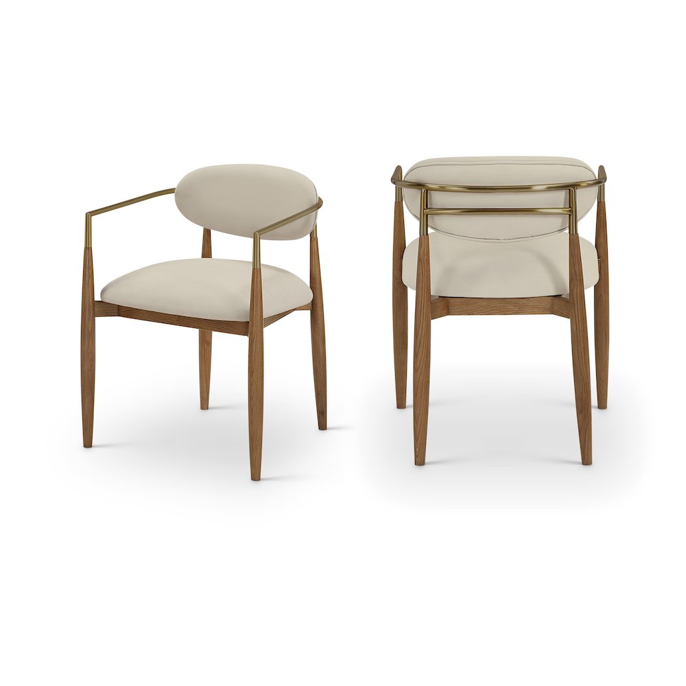 Riccio Beige Vegan Leather Upholstered Dining Arm Chair, Set of 2. Picture 1