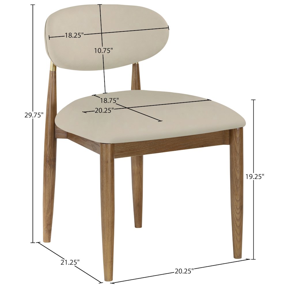 Riccio Beige Vegan Leather Upholstered Dining Side Chair, Set of 2. Picture 9