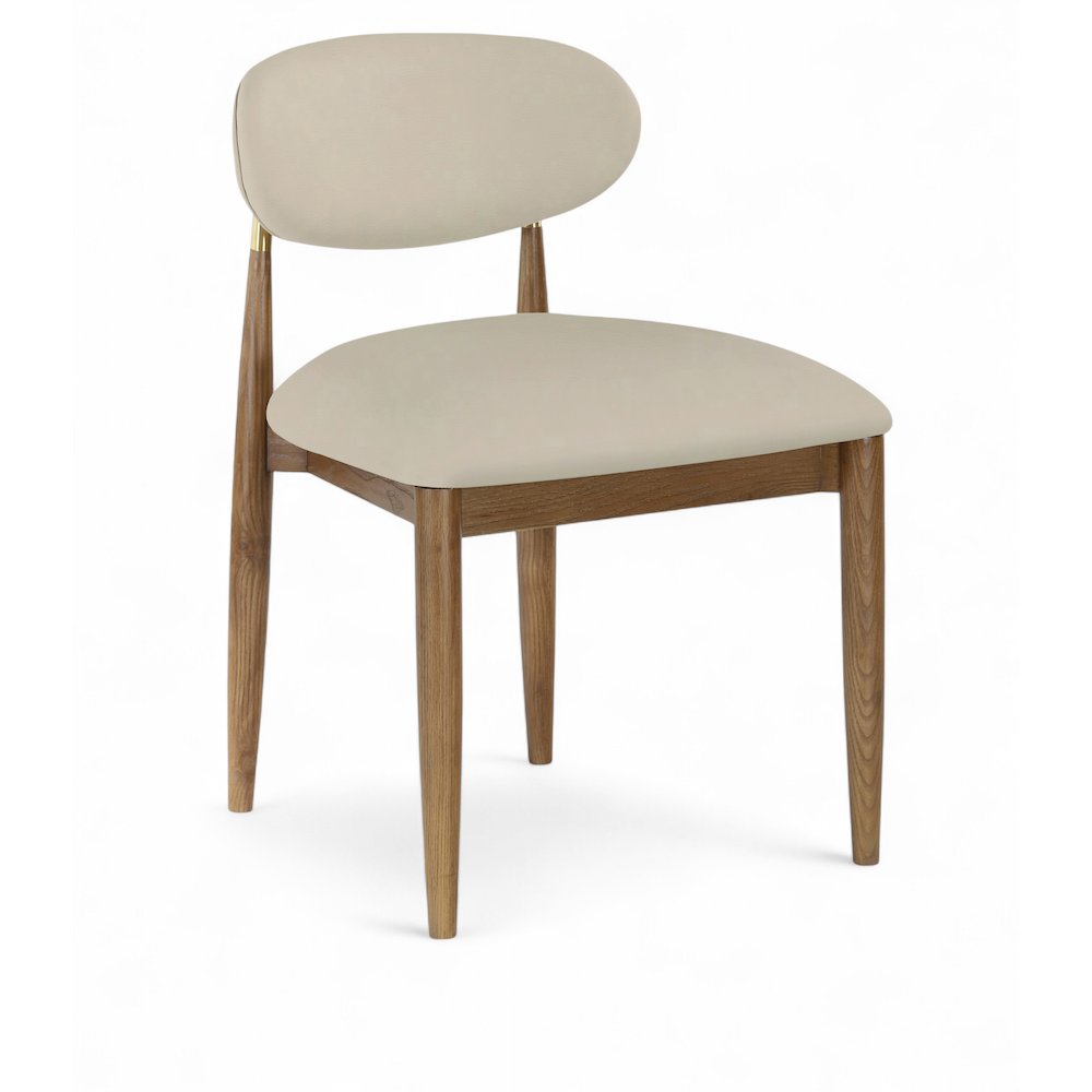 Riccio Beige Vegan Leather Upholstered Dining Side Chair, Set of 2. Picture 1