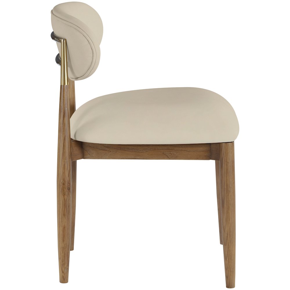 Riccio Beige Vegan Leather Upholstered Dining Side Chair, Set of 2. Picture 8