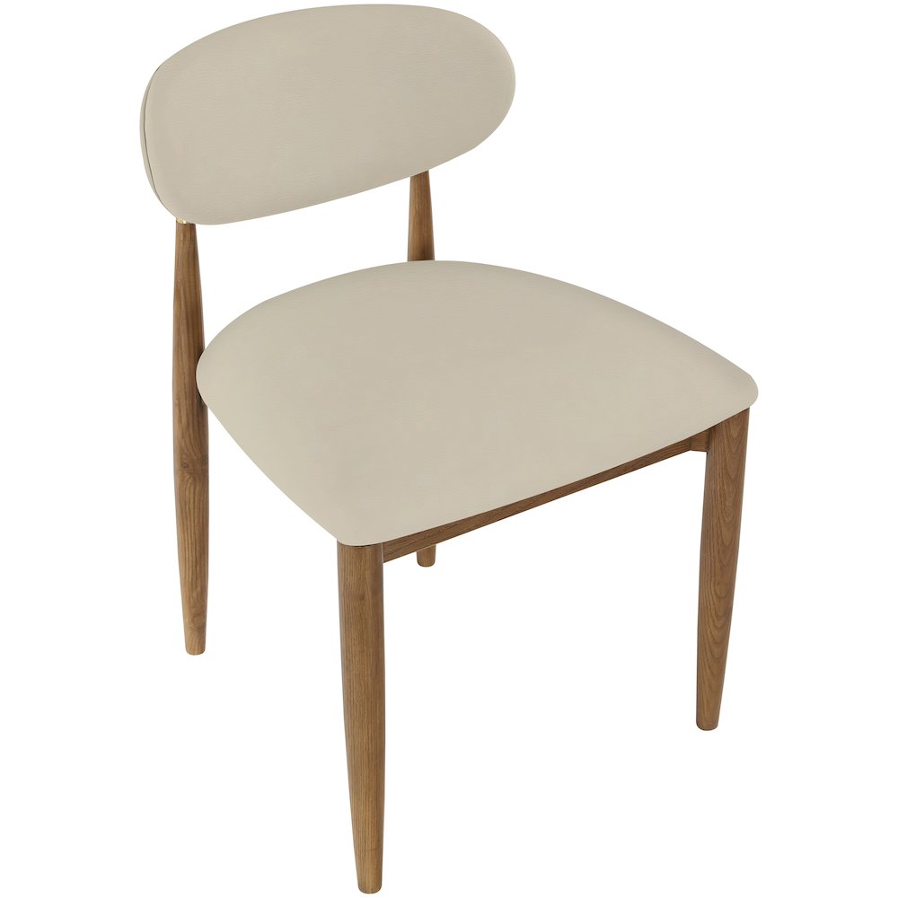 Riccio Beige Vegan Leather Upholstered Dining Side Chair, Set of 2. Picture 4