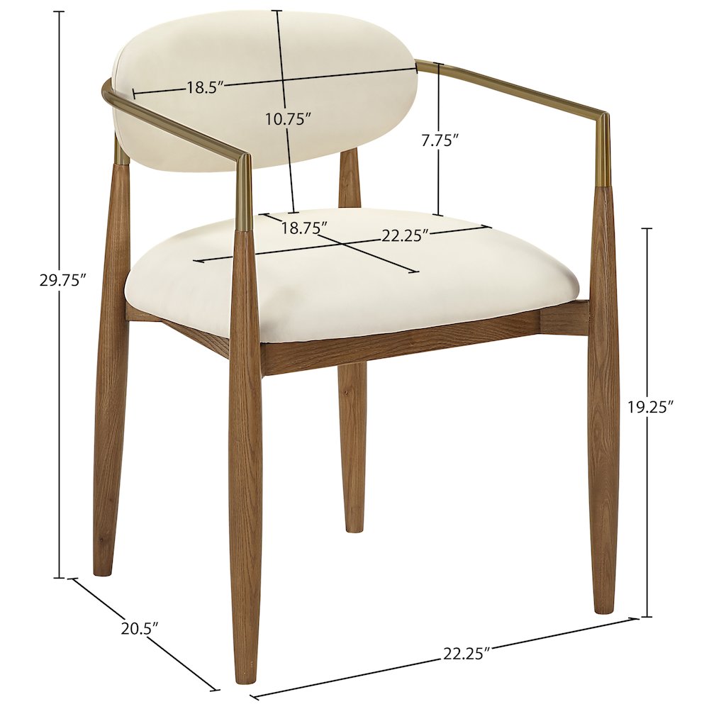 Riccio Cream Vegan Leather Upholstered Dining Arm Chair, Set of 2. Picture 10