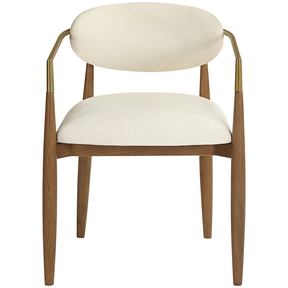 Riccio Cream Vegan Leather Upholstered Dining Arm Chair, Set of 2. Picture 8