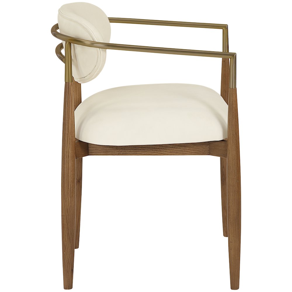 Riccio Cream Vegan Leather Upholstered Dining Arm Chair, Set of 2. Picture 3