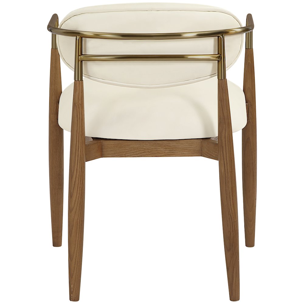 Riccio Cream Vegan Leather Upholstered Dining Arm Chair, Set of 2. Picture 4