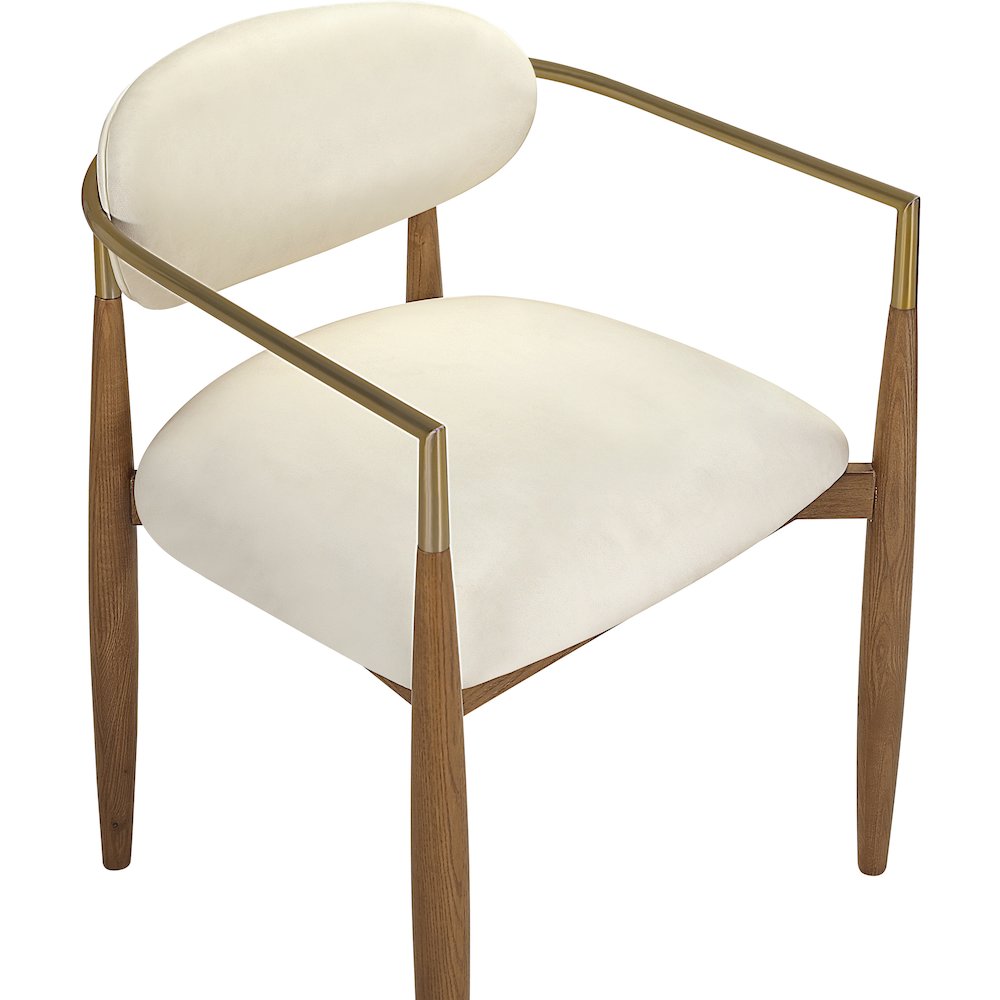 Riccio Cream Vegan Leather Upholstered Dining Arm Chair, Set of 2. Picture 5