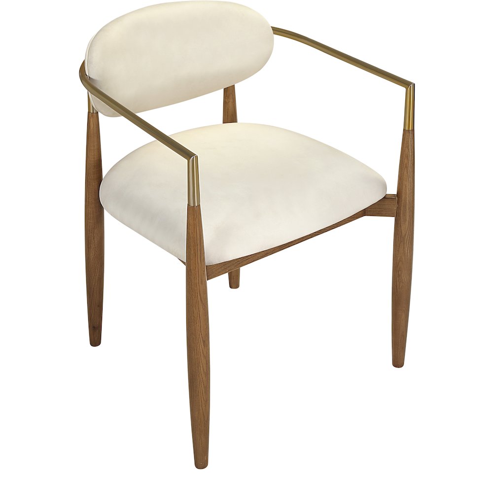 Riccio Cream Vegan Leather Upholstered Dining Arm Chair, Set of 2. Picture 6