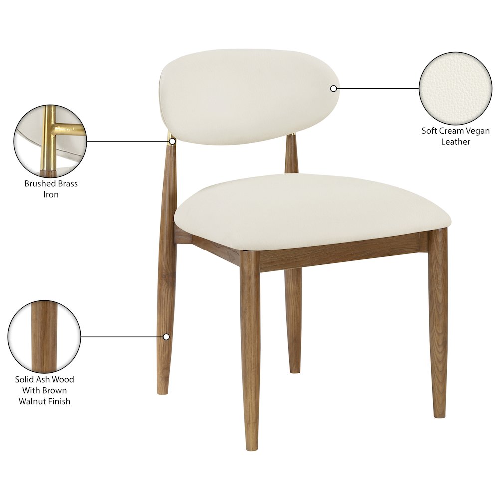 Riccio Cream Vegan Leather Upholstered Dining Side Chair, Set of 2. Picture 10