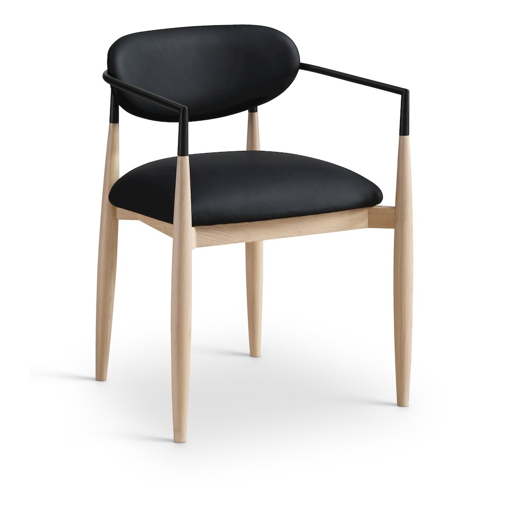Riccio Black Vegan Leather Upholstered Dining Arm Chair, Set of 2. Picture 2