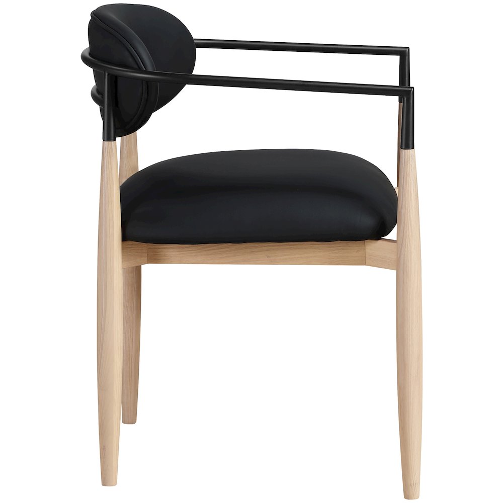 Riccio Black Vegan Leather Upholstered Dining Arm Chair, Set of 2. Picture 3