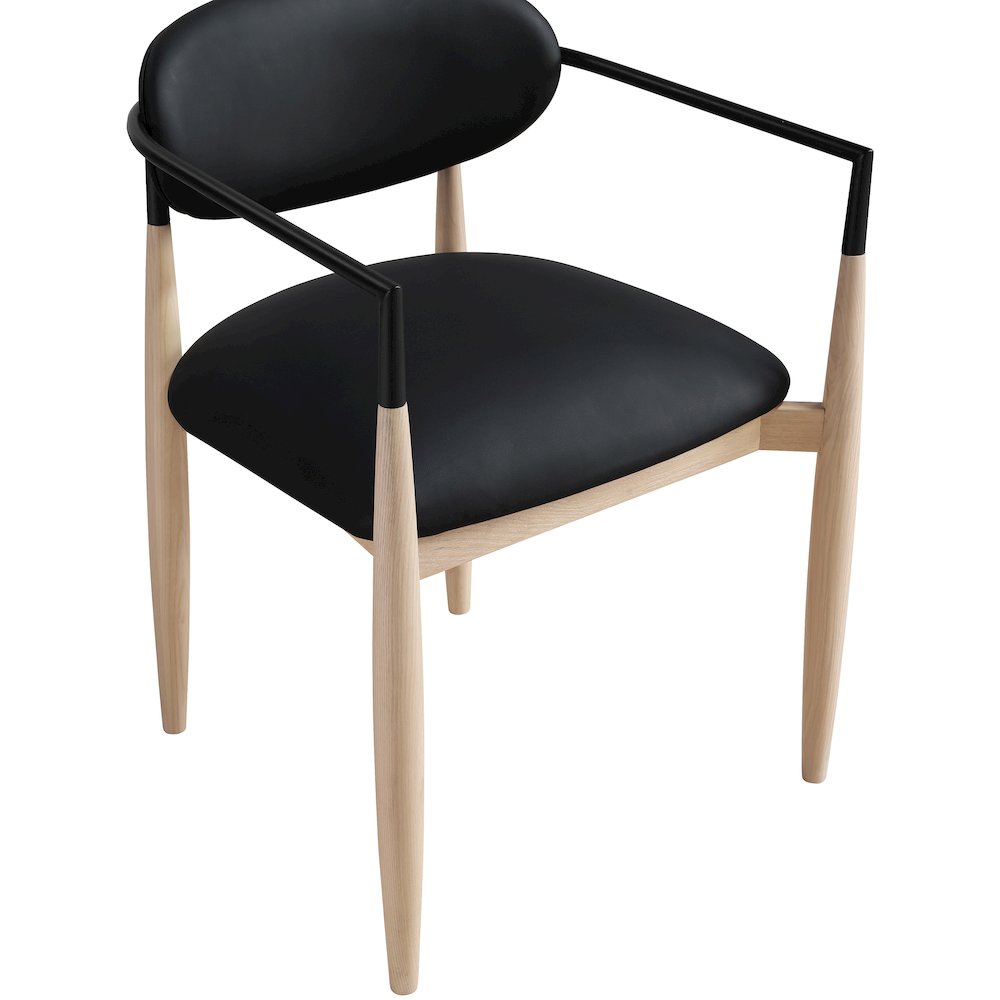 Riccio Black Vegan Leather Upholstered Dining Arm Chair, Set of 2. Picture 5