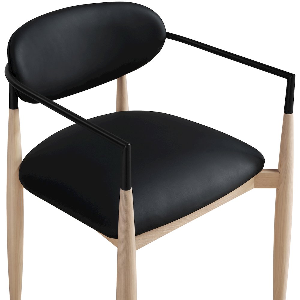 Riccio Black Vegan Leather Upholstered Dining Arm Chair, Set of 2. Picture 6