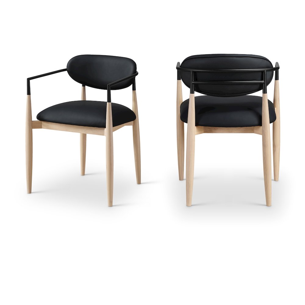 Riccio Black Vegan Leather Upholstered Dining Arm Chair, Set of 2. Picture 1