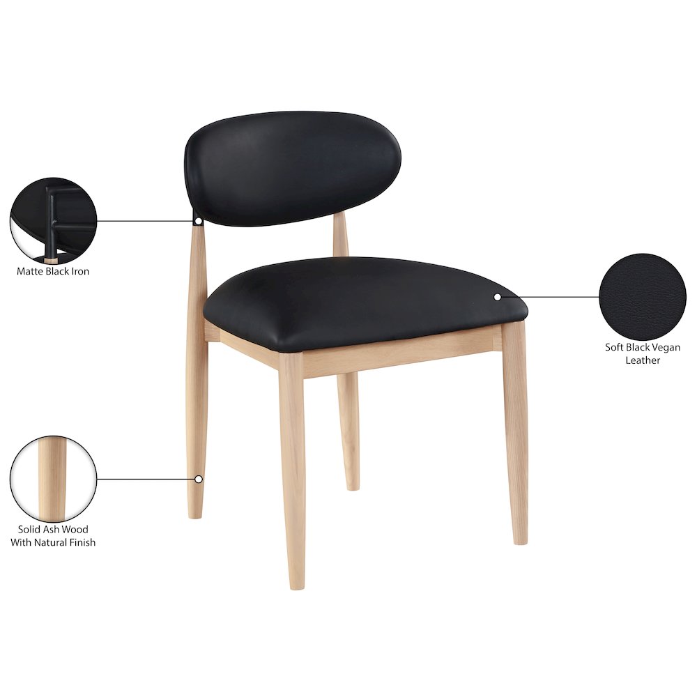 Riccio Black Vegan Leather Upholstered Dining Side Chair, Set of 2. Picture 10