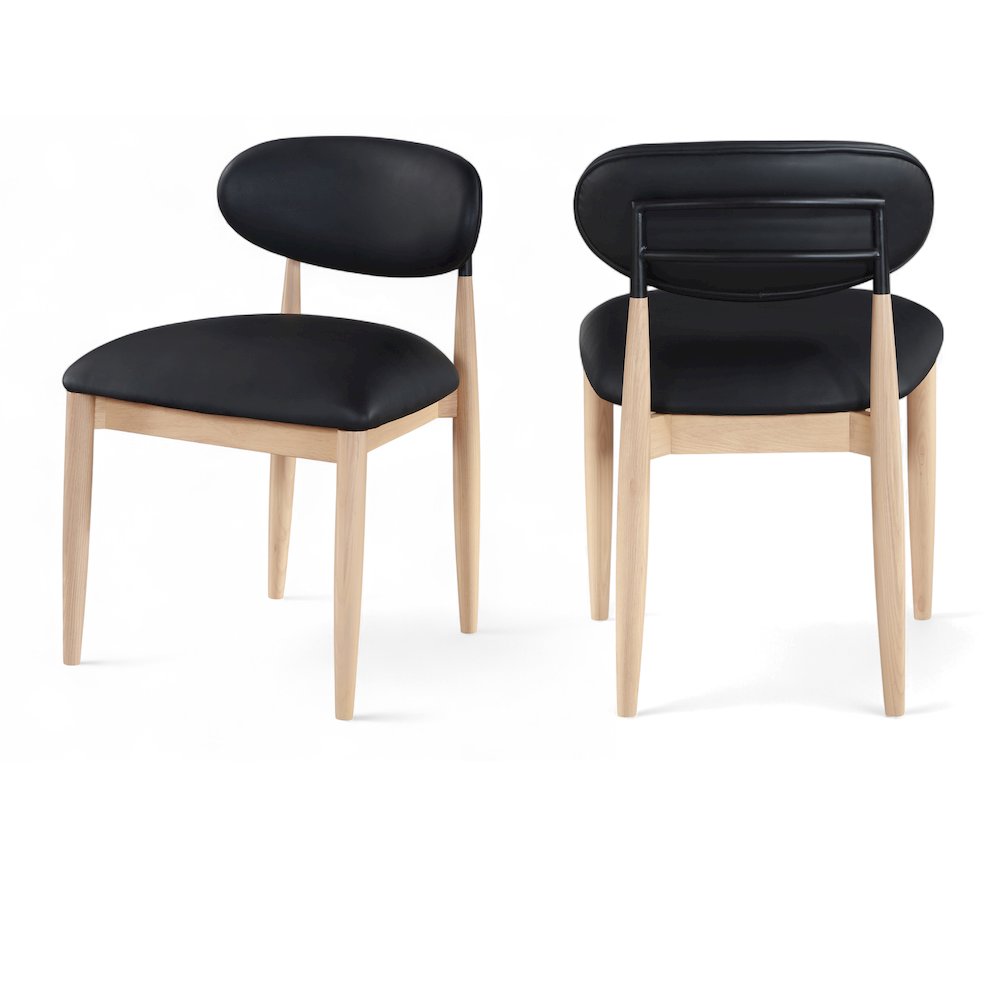 Riccio Black Vegan Leather Upholstered Dining Side Chair, Set of 2. Picture 1