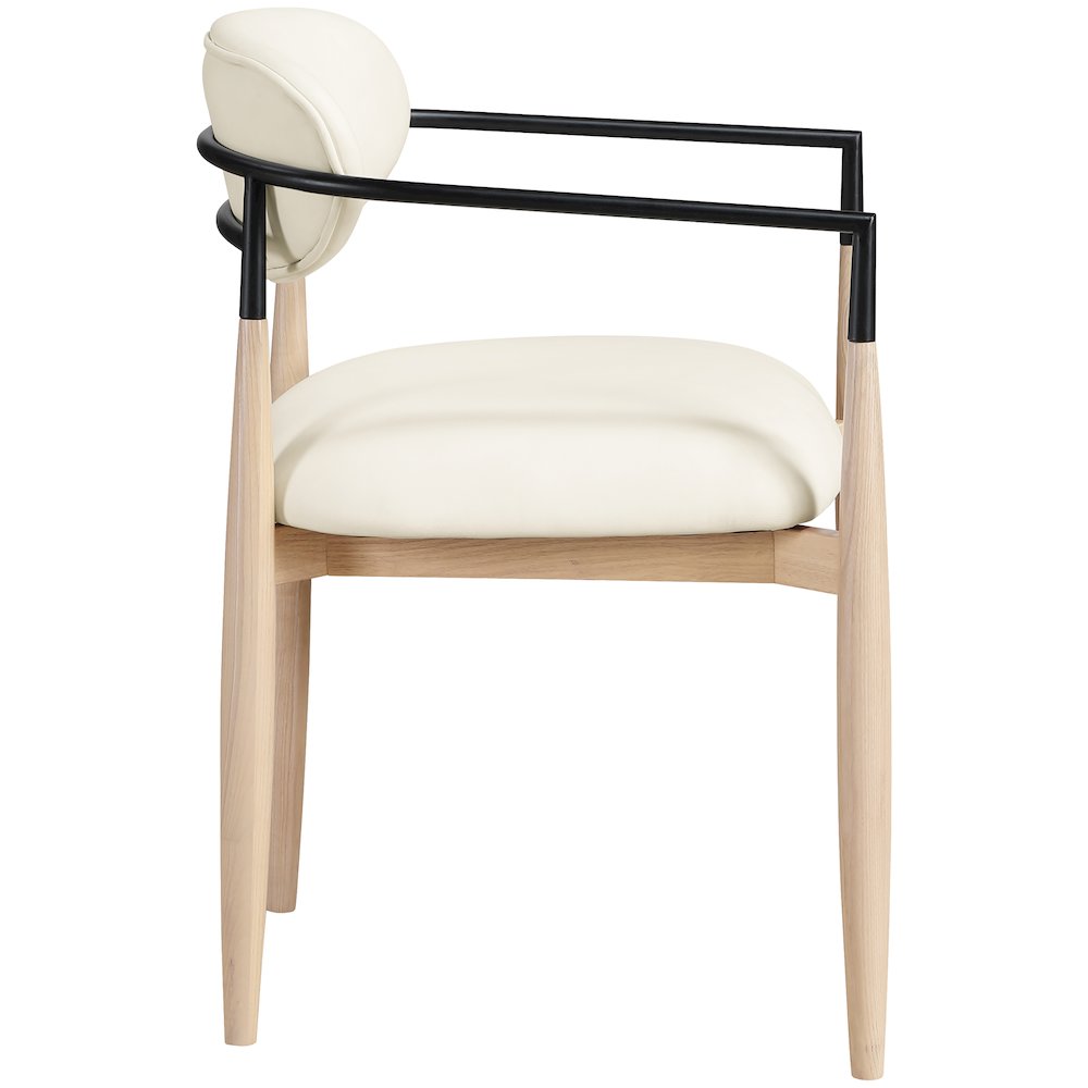 Riccio Cream Vegan Leather Upholstered Dining Arm Chair, Set of 2. Picture 3