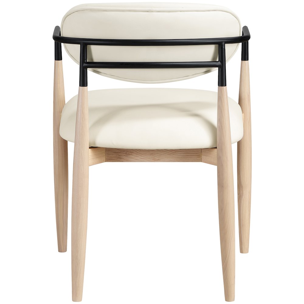 Riccio Cream Vegan Leather Upholstered Dining Arm Chair, Set of 2. Picture 4