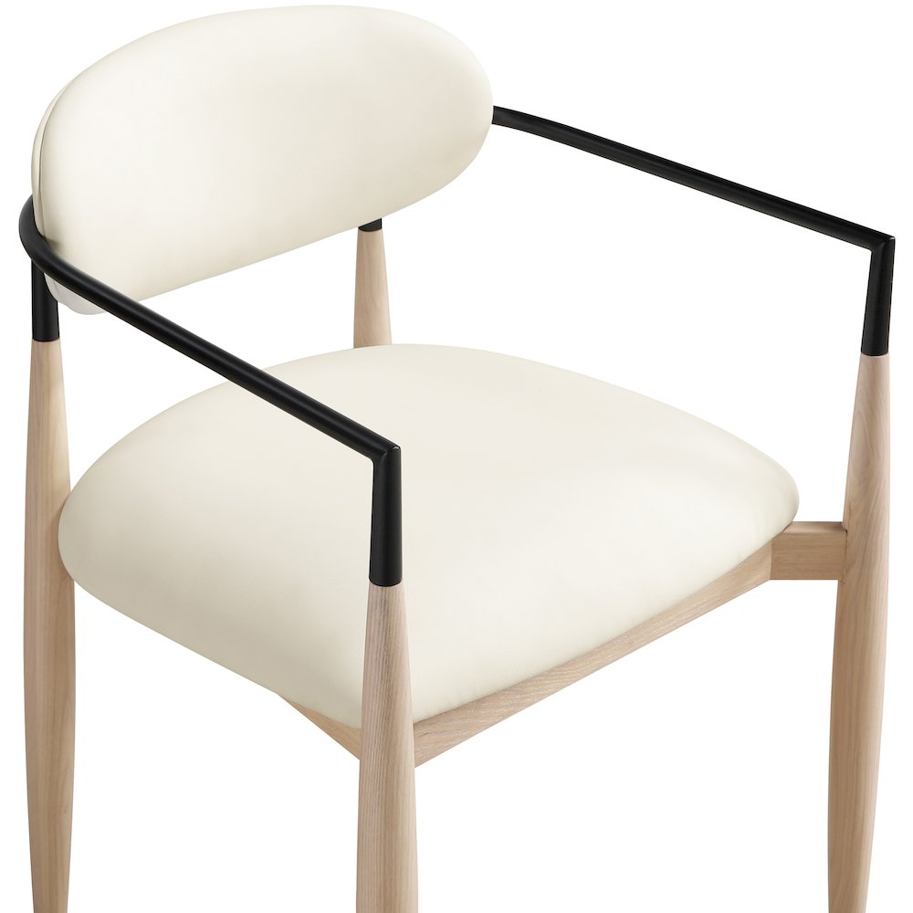 Riccio Cream Vegan Leather Upholstered Dining Arm Chair, Set of 2. Picture 6
