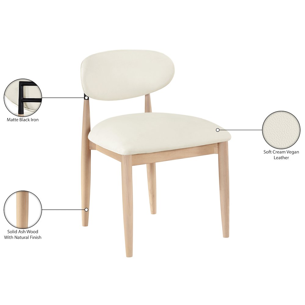 Riccio Cream Vegan Leather Upholstered Dining Side Chair, Set of 2. Picture 10